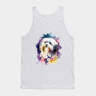 Rainbow Havanese Dog Watercolor Art Tank Top